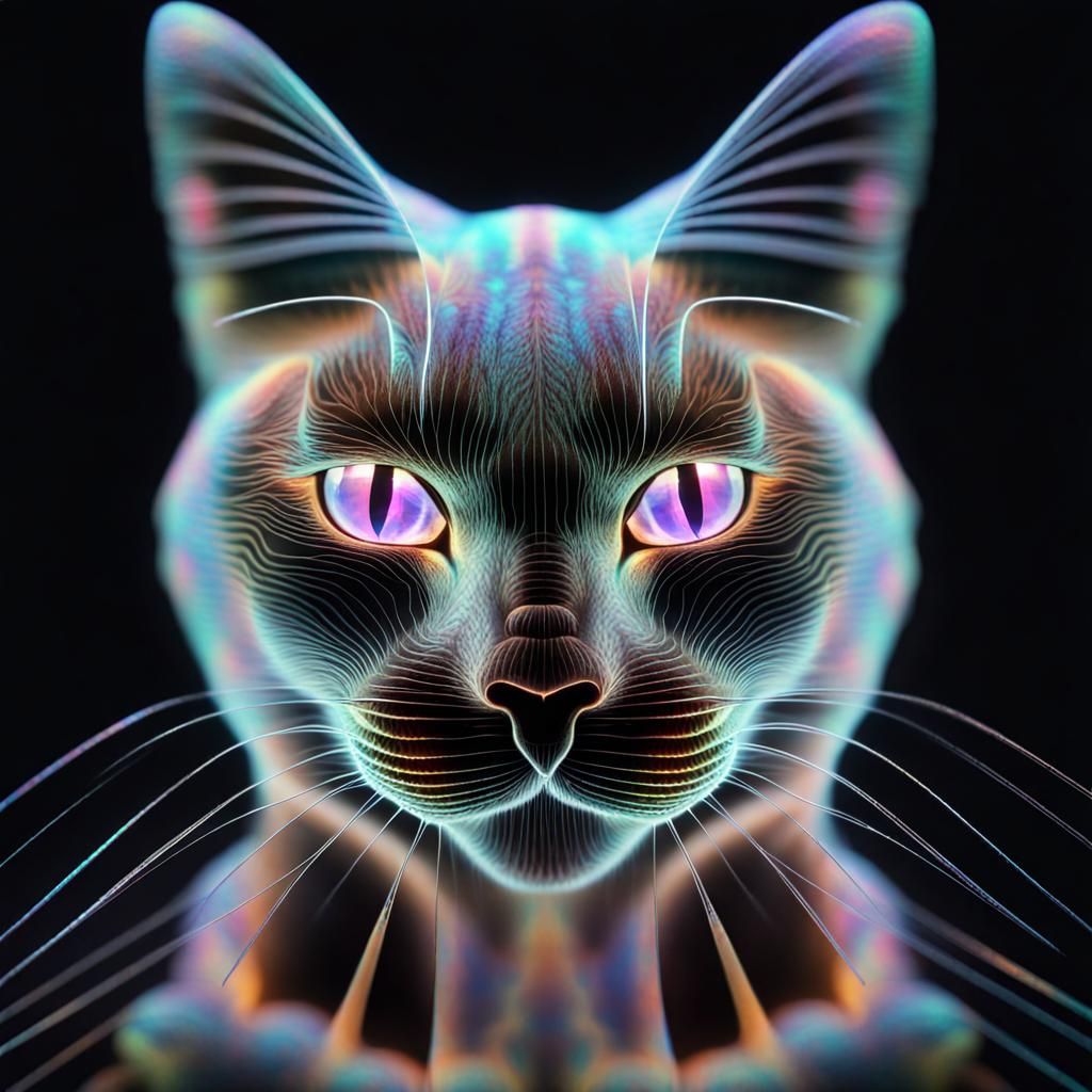 Hologram display of a fractal cat  by @TioAndo