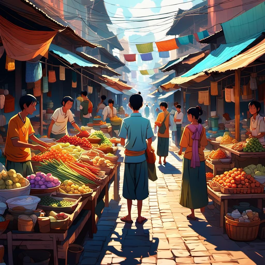 Typical street Market Scene from the backstreets of cambodia  by @Stefan Junghanns