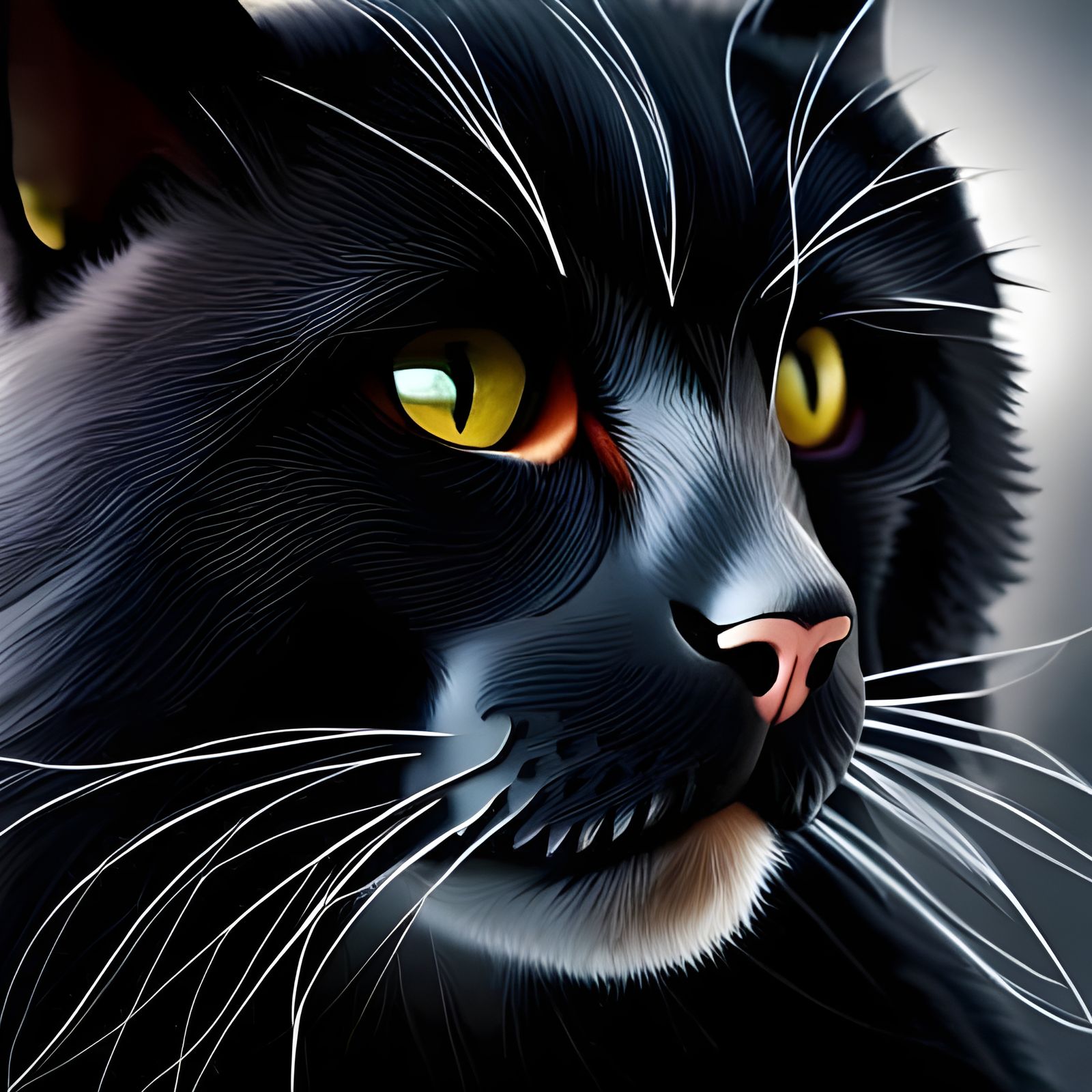 black-cat-with-a-white-patch-of-fur-on-face-ai-generated-artwork