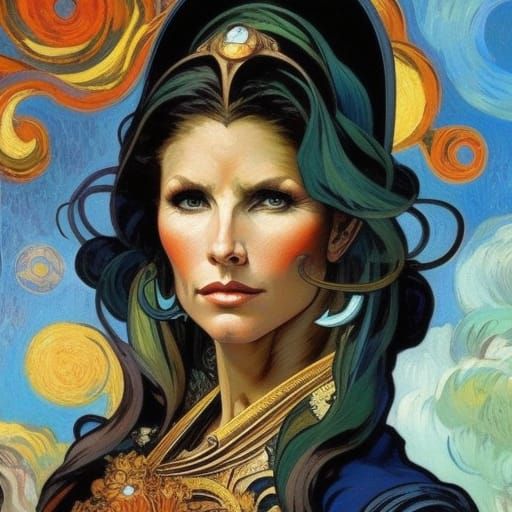 “Charisma Carpenter ” as a gorgeous sci-fi warrior princess painted in ...