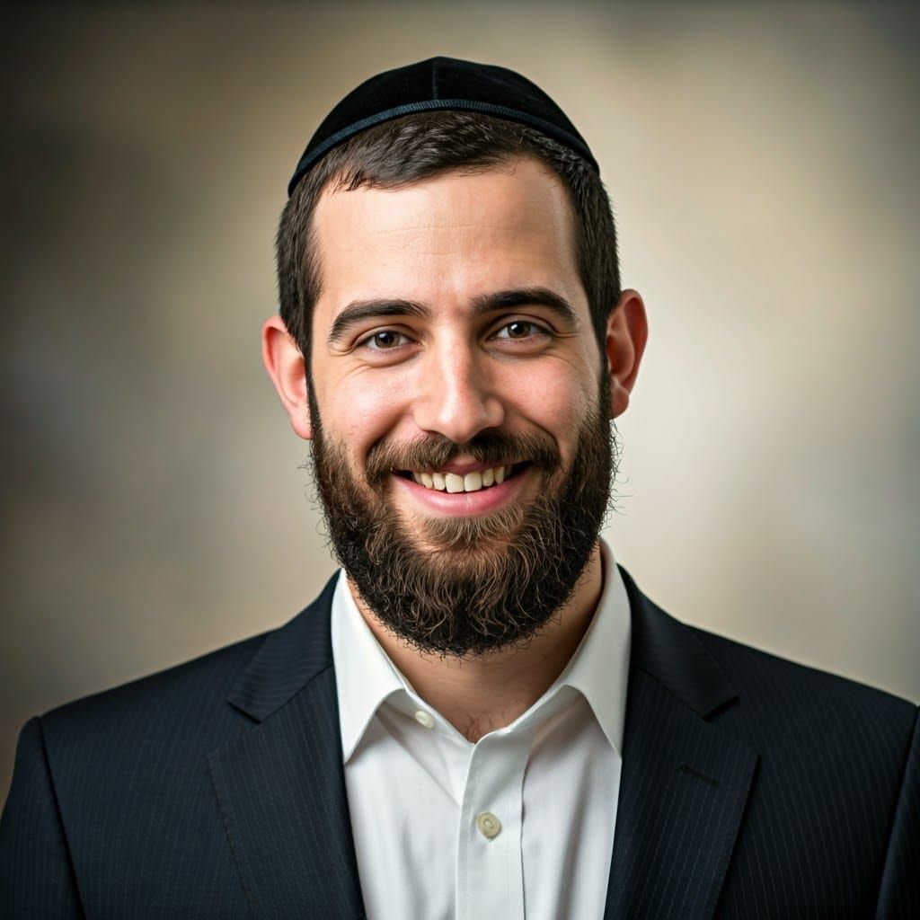 Young Orthodox Jewish Father with Traditional Attire