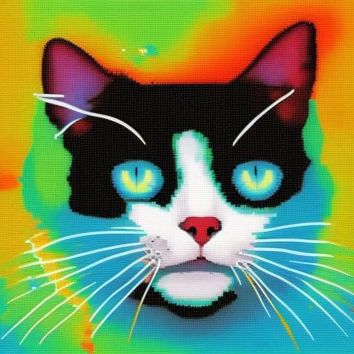 Paintsploding Cat (needlepoint variant) AI Generated Artwork