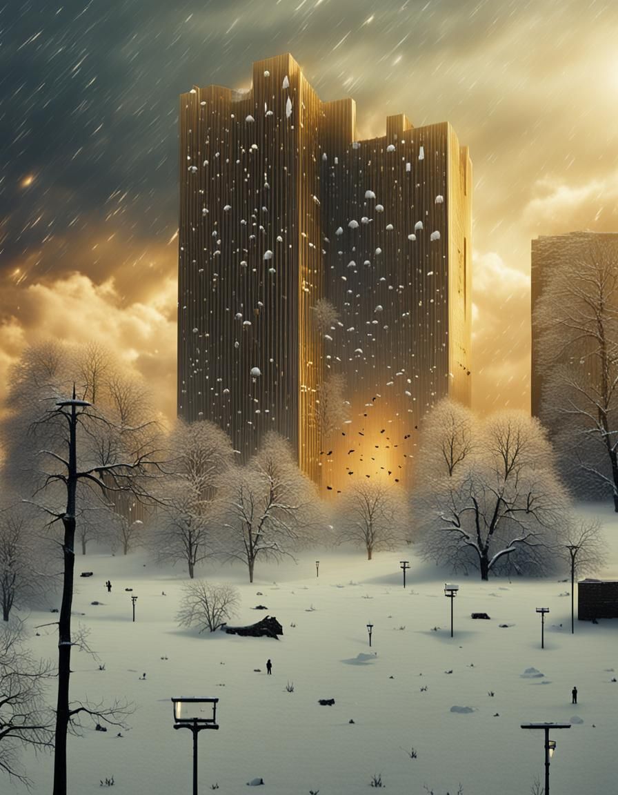 golden building in strom