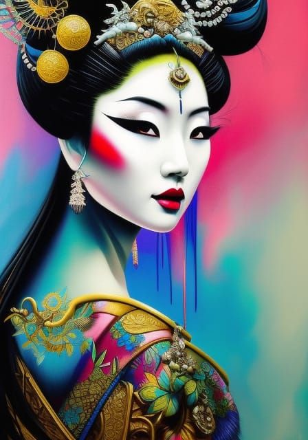 japanese geisha art - AI Generated Artwork - NightCafe Creator