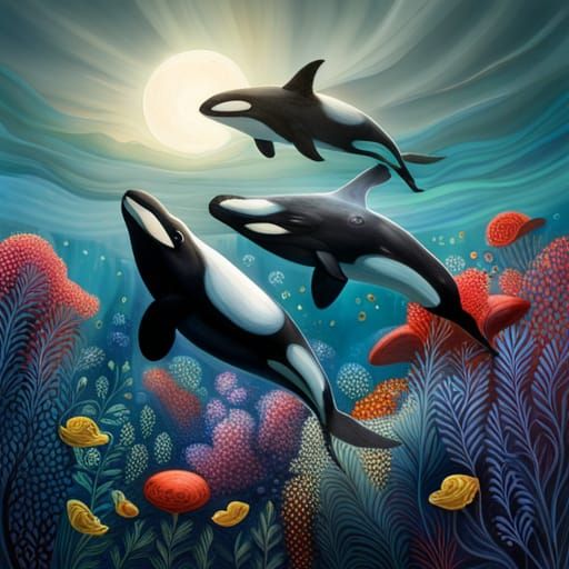 Orcas - AI Generated Artwork - NightCafe Creator