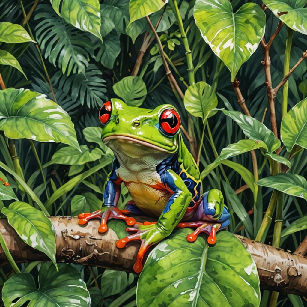 Red-eyed tree frog  by @Horse-T