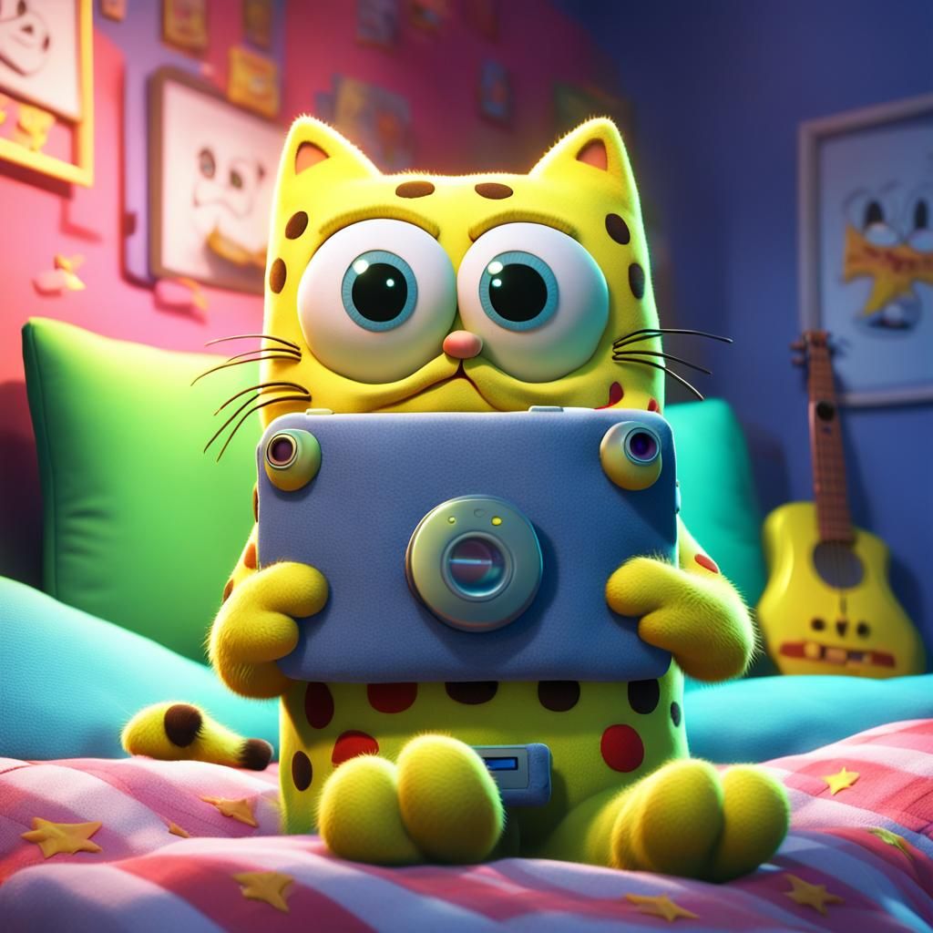 A cat wearing SpongeBob's pj's...A funny fail! - AI Generated Artwork ...