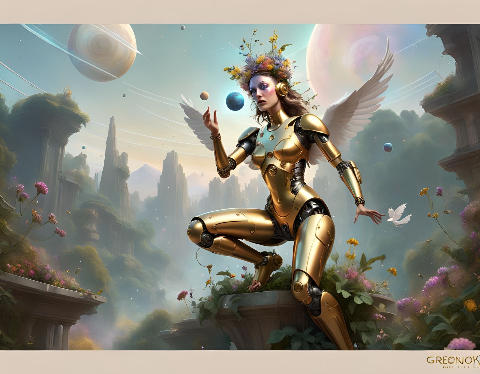 flying doves, Tin man robot, Gold painted face transforming ...