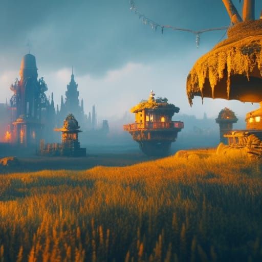 Grassy Village AI Generated Artwork NightCafe Creator