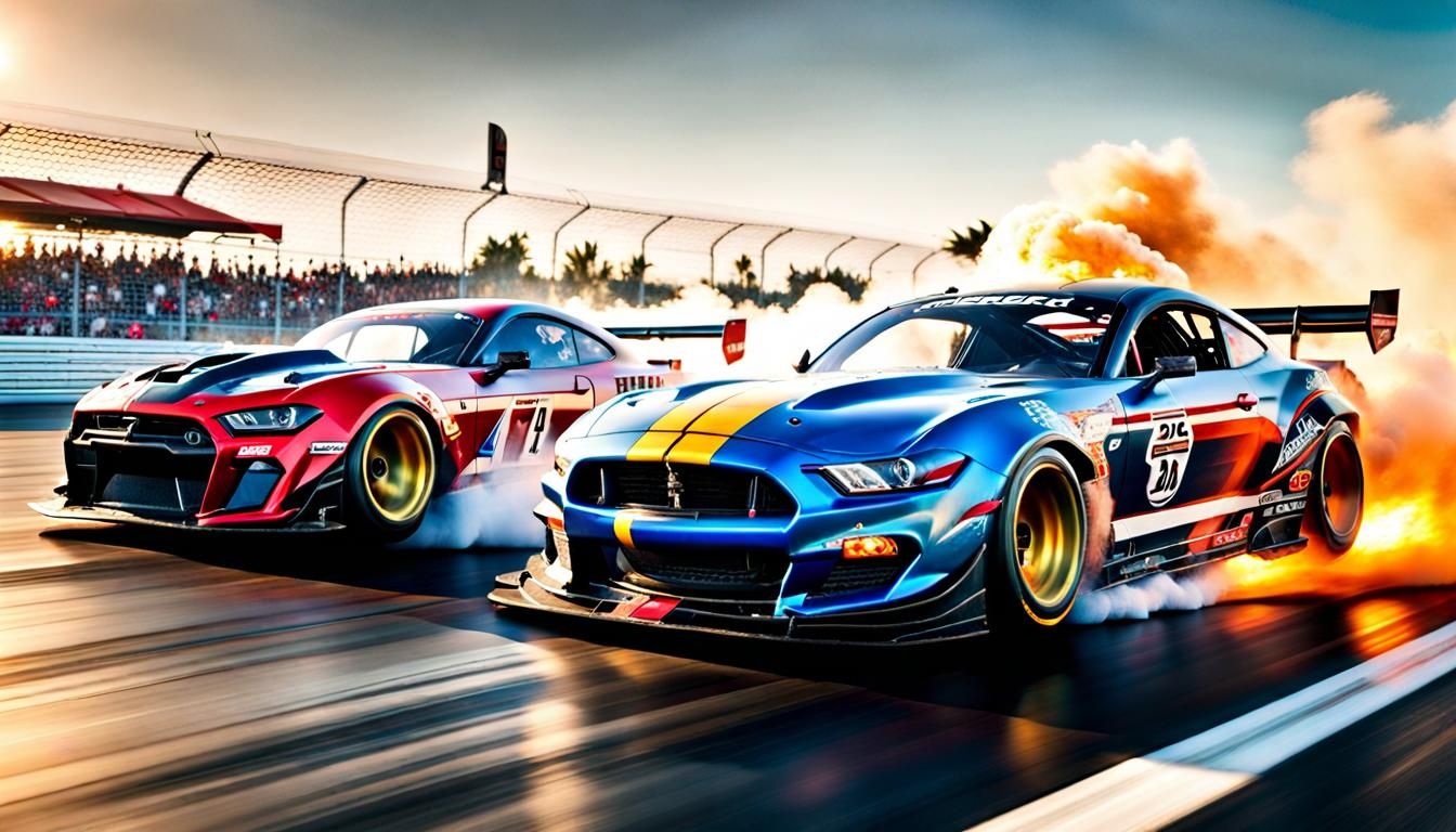 two drag race cars,
