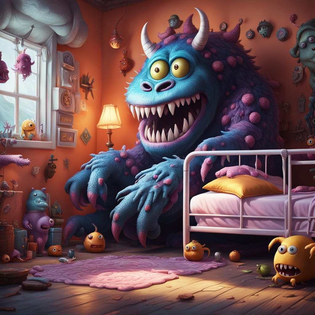 Monsters Under A Little Girls Bed, Fine Detail, Highly Realistic, 8k ...