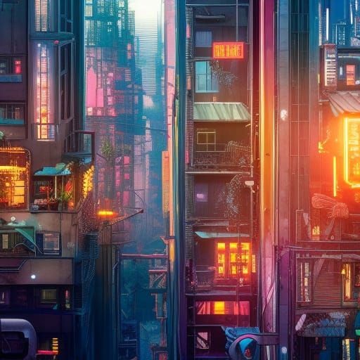 Neon City Slums - AI Generated Artwork - NightCafe Creator