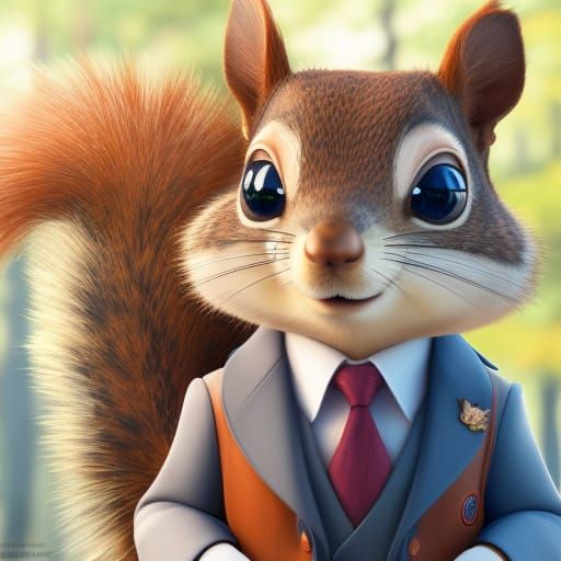 Closeup of an handsome squirrel in a suit by awwChang, CGSoc...