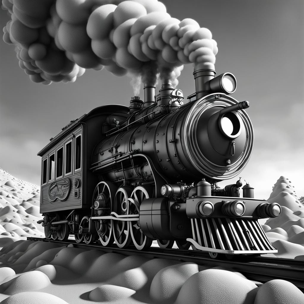 Line art, steam train