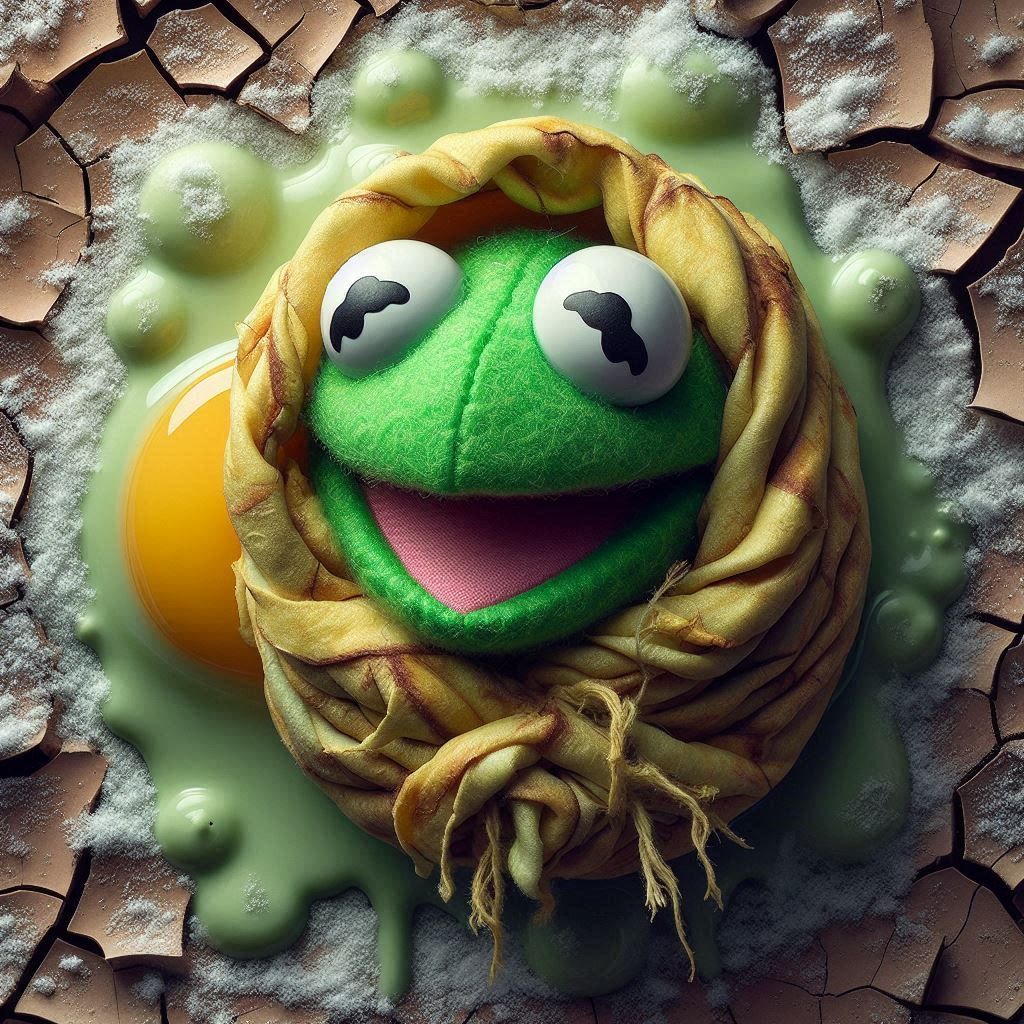 Omelet Wrapped Kermit in a Blanket