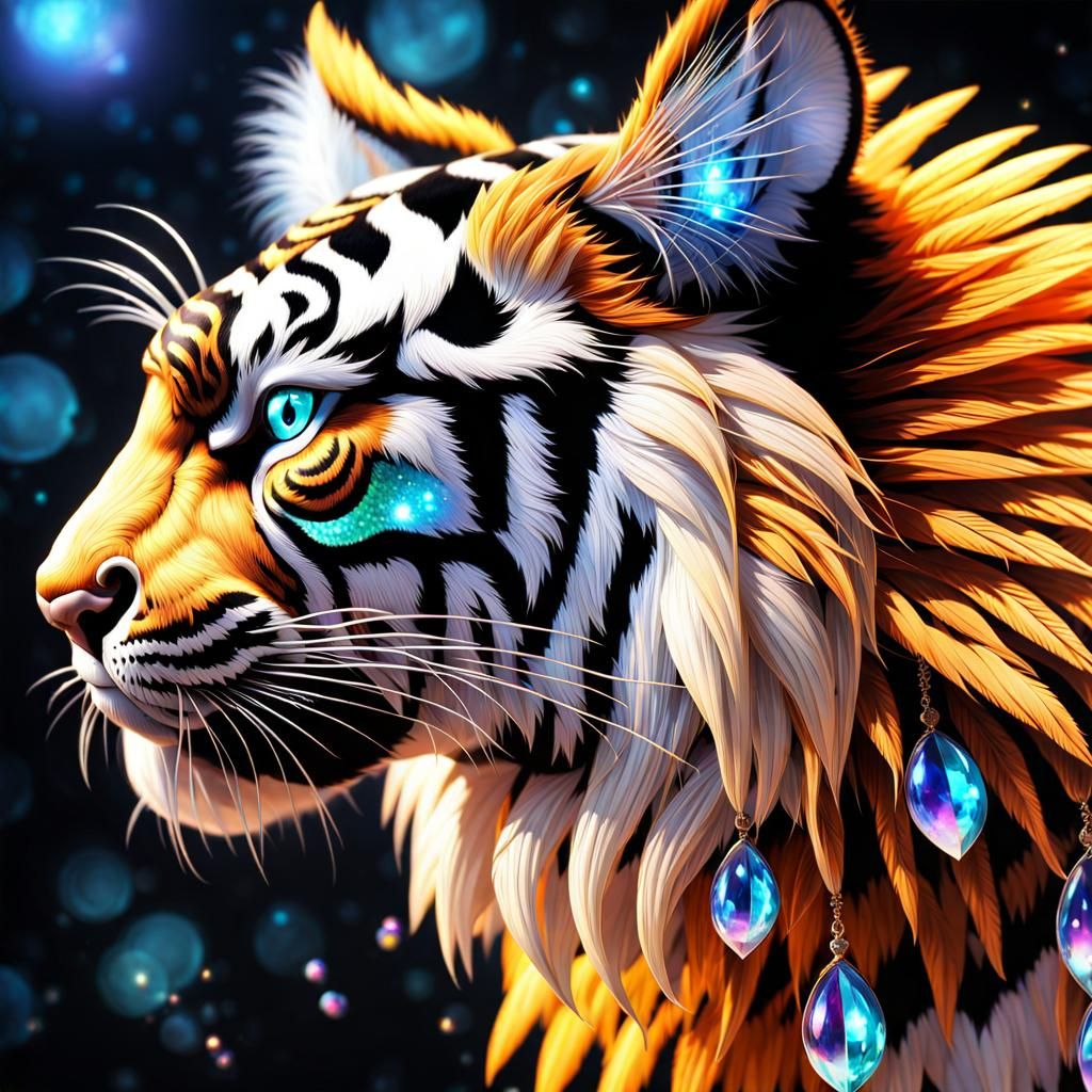 Fantasy Tiger with Crystal Jewellery - AI Generated Artwork - NightCafe ...