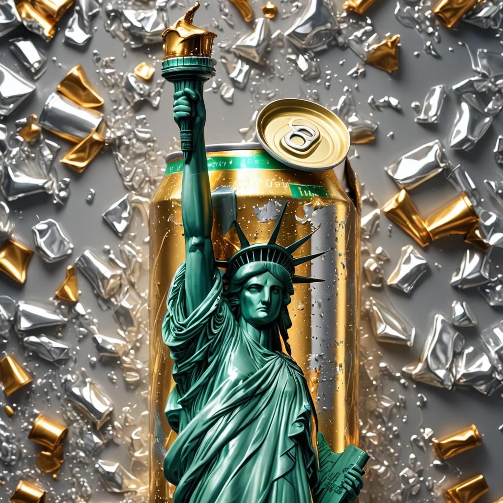 Statue of liberty on a beer can