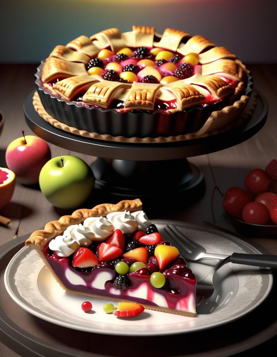 Colorful illustrations showcasing an assortment of delectable pies, from fruit-filled to savory classics.  by @Blairo08