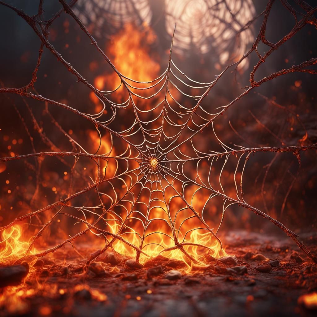 Mystical spider web on fire  by @Finbar the kitten fella