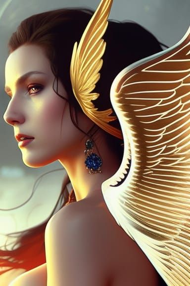 A beautiful female fallen angel 8k resolution concept art po...