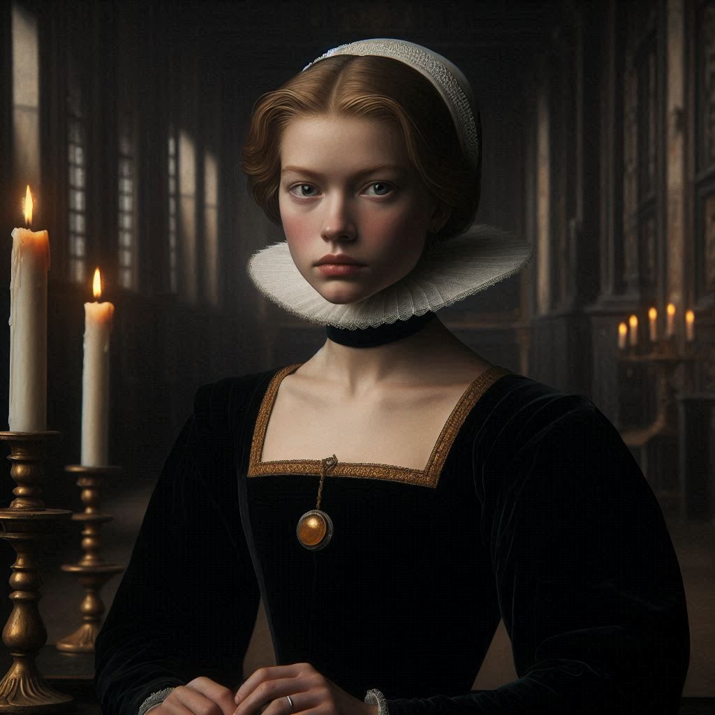 Portrait of a severe noble woman, 14th century, Holland