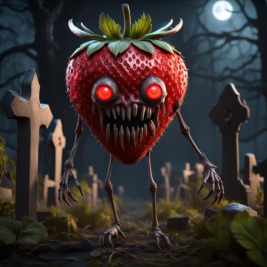 A creepy undead strawberry  by @Phantazia