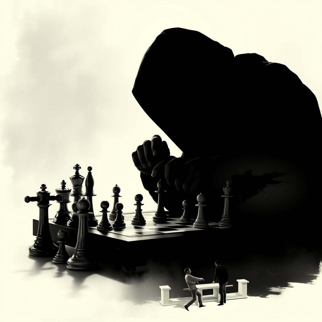 Ethereal Chess Warrior in Double Exposure Masterpiece