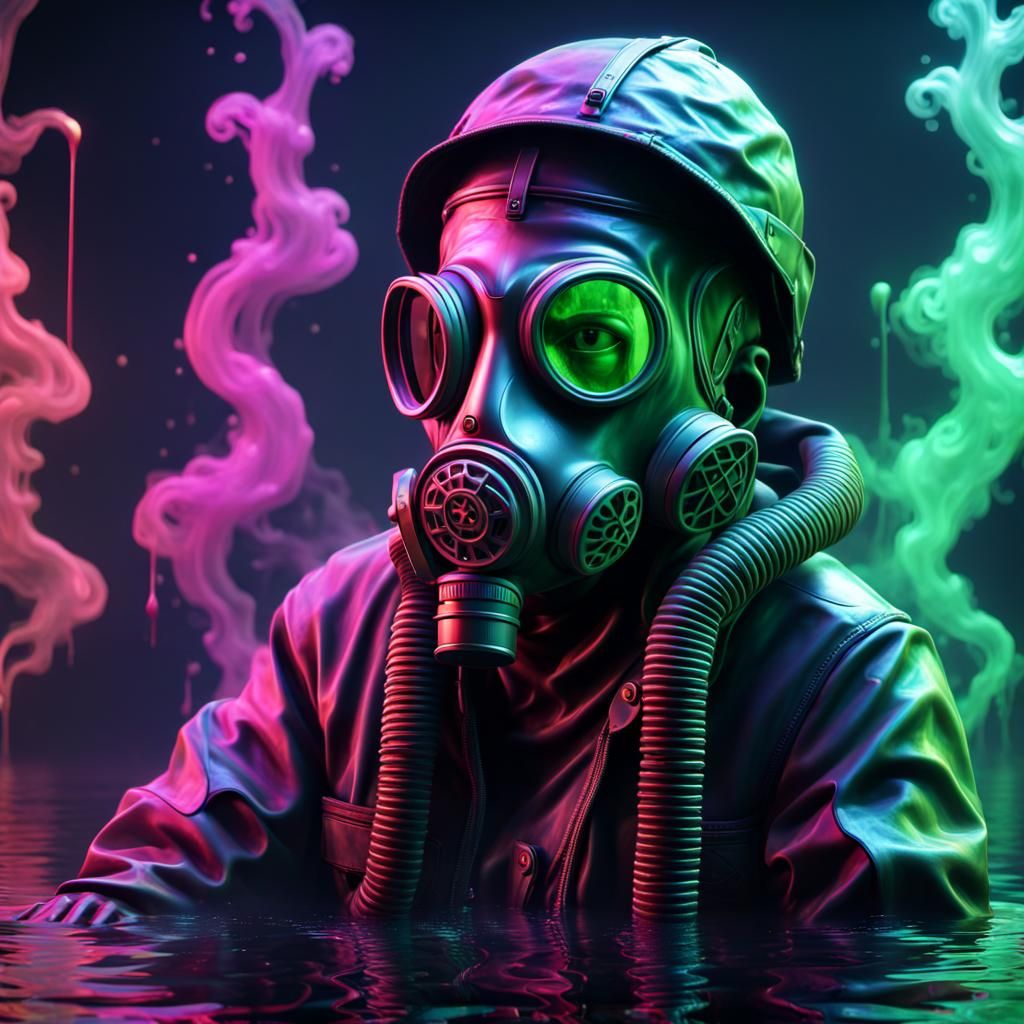 Gas mask monkeys ,vapor waves ,music neon glow make ghost vapor oil on ...