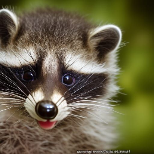 Bob Ross paints a portrait of a baby raccoon.