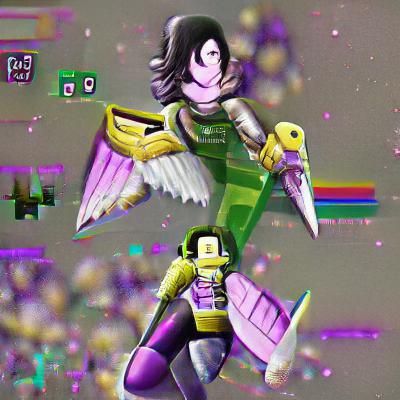 mettaton neo but yellow and purple and army green with wings...