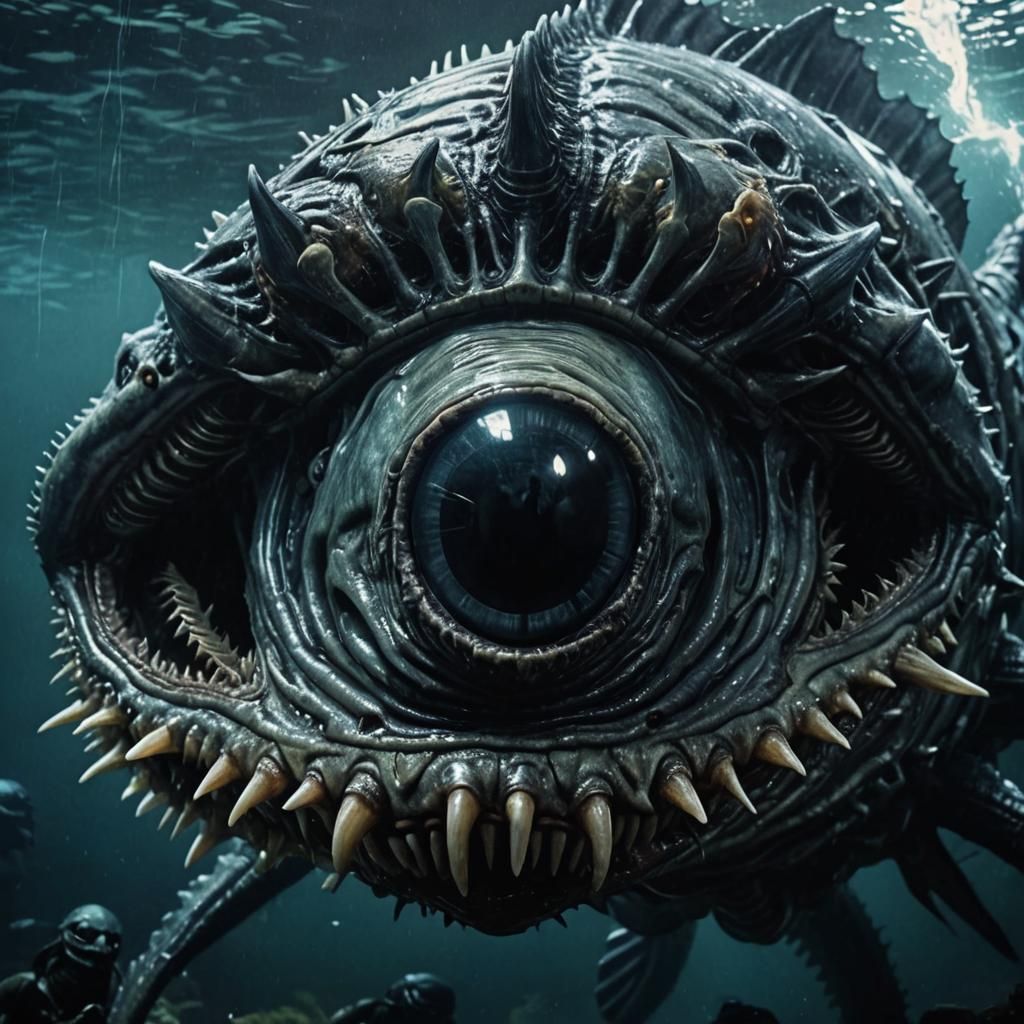 Terrifying gigantic and colossal very long body sea monster xenomorph whale hybrid and xenomorph army👁️🫵the helpless🤿  by @ThecosmicVengefulOne12 