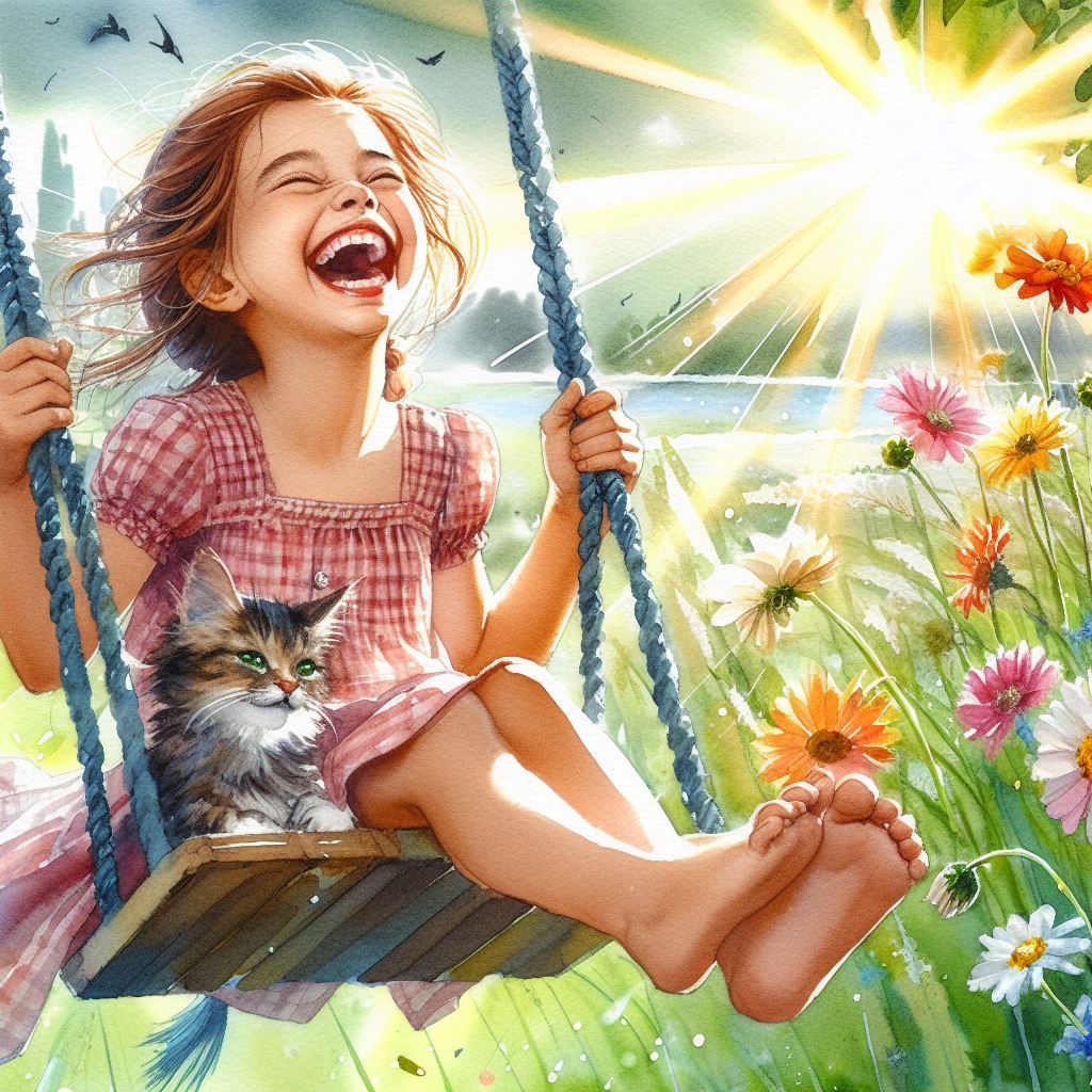 Little girl on a swing