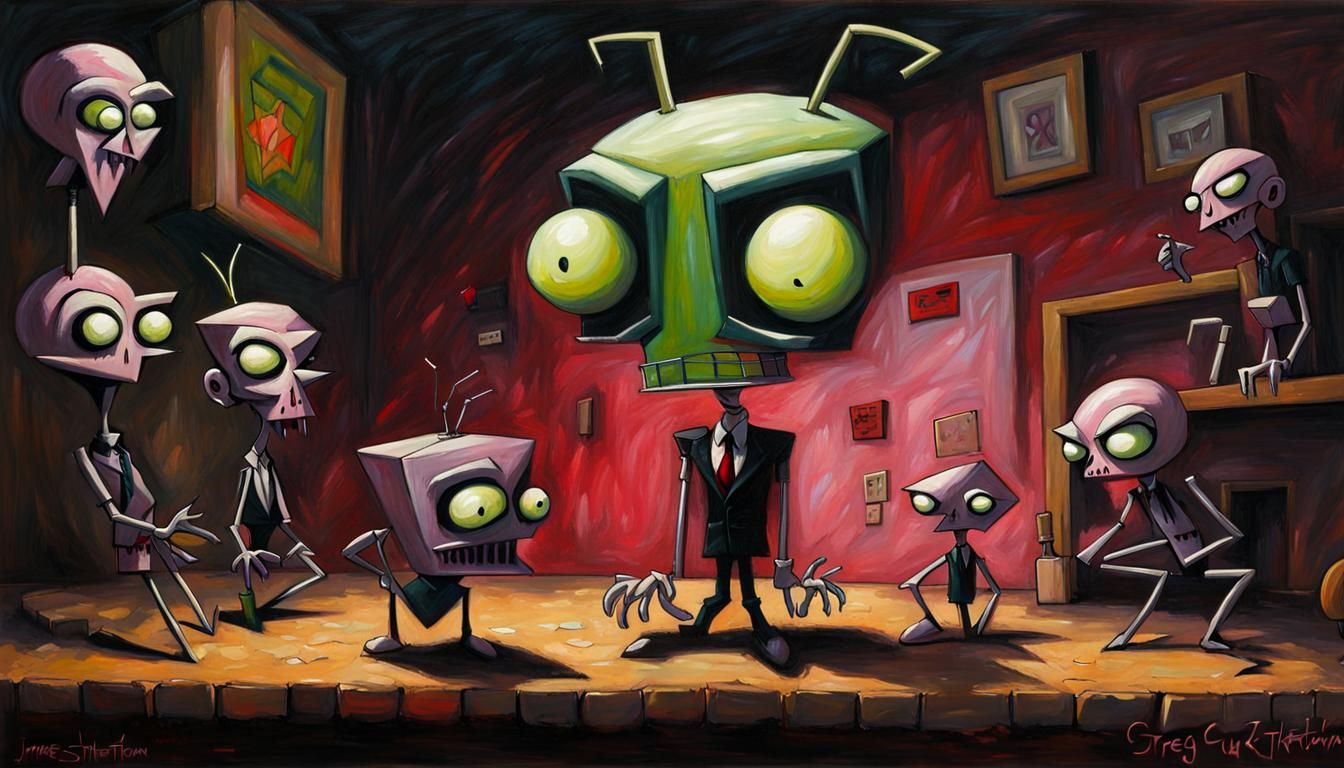 Invader Zim and Gir (Tim Burton)
