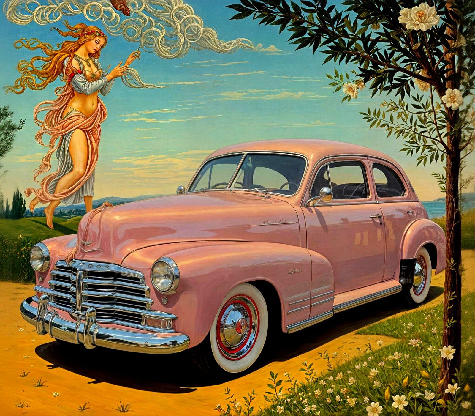 Chevy in the style of Botticelli