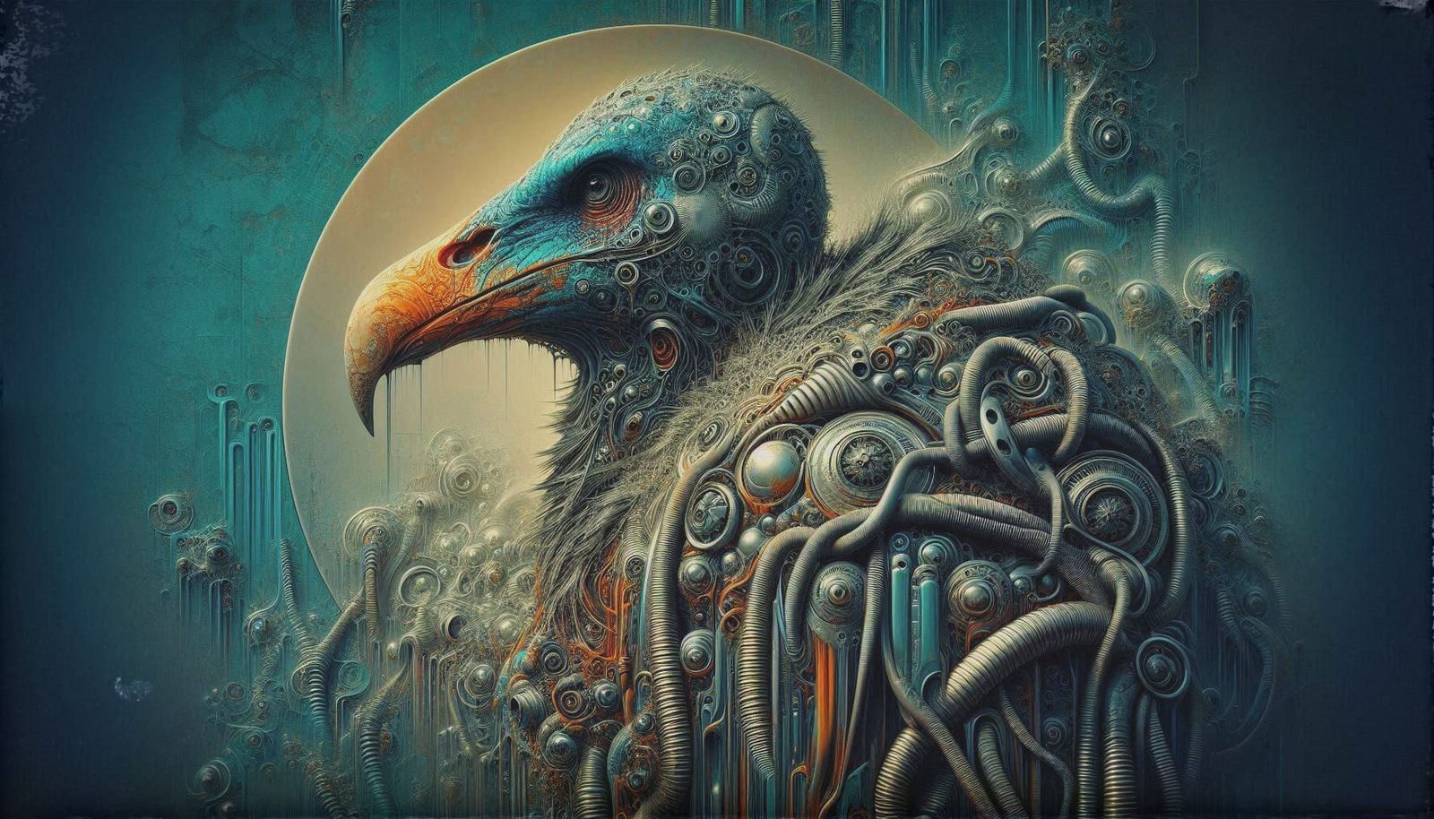 Surreal vulture relief