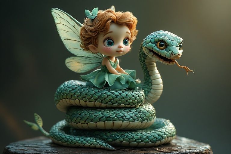 fairy riding a snake