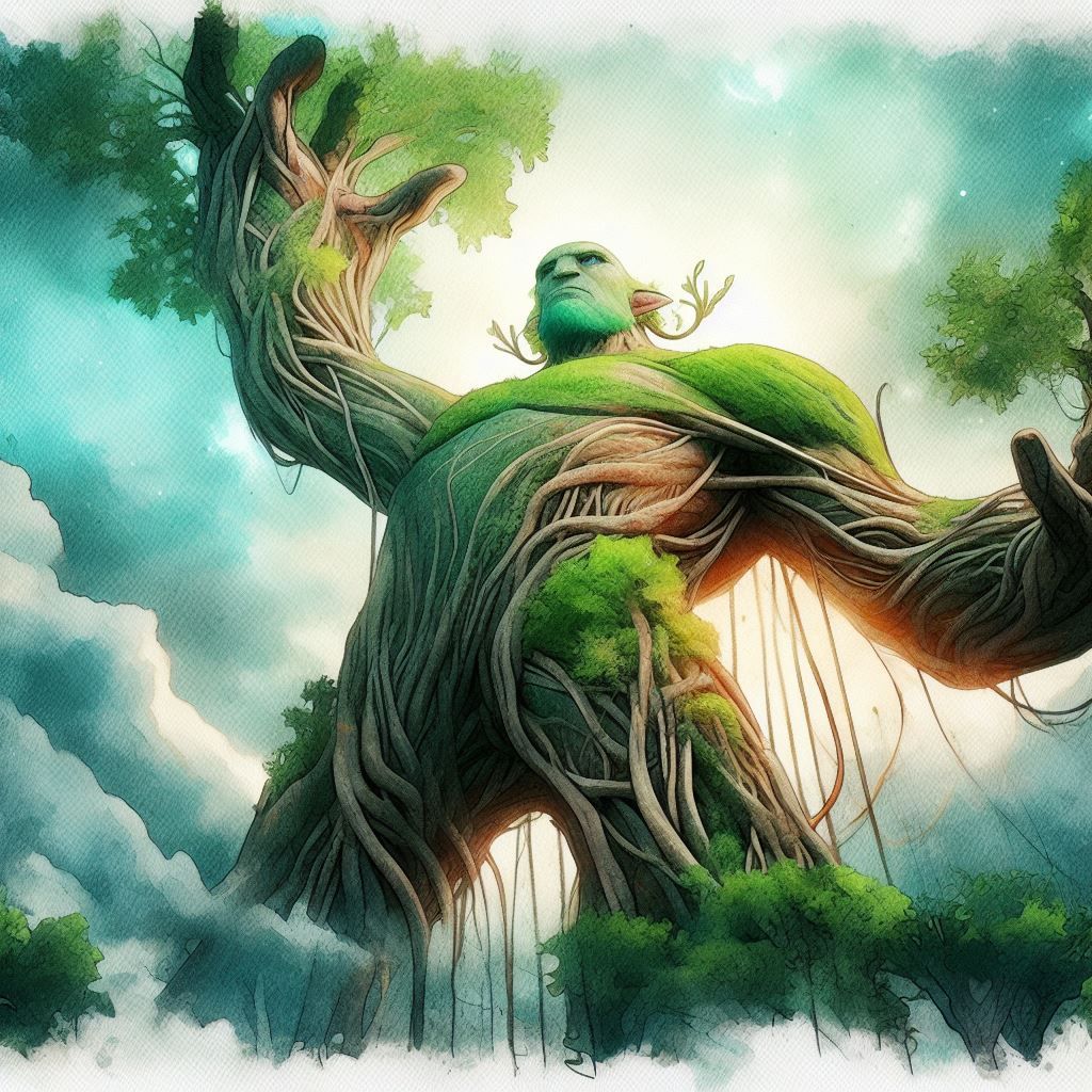 Strong arms reach for sky, Leaves whisper secrets to wind, Green giant stands tall.