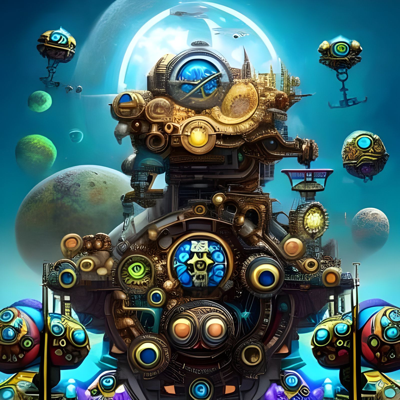steampunk space station  by @Dalia Larimar