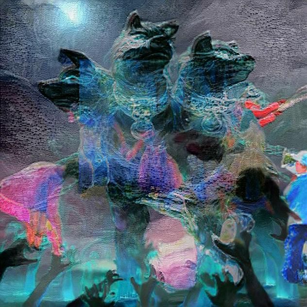 Cerberus escorting little ones to the elysian fields 