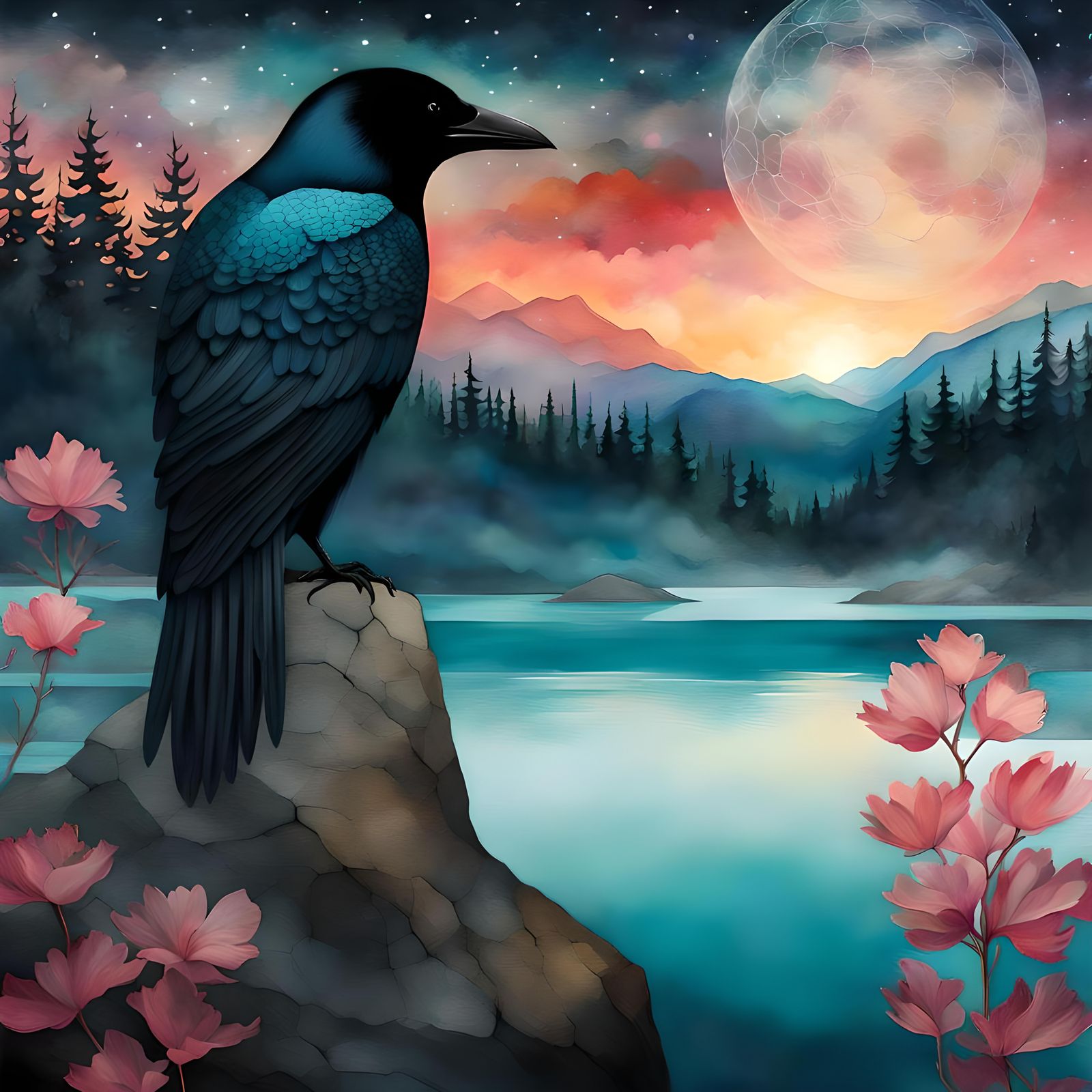 Crow in the Sunset  by @Dulcineia