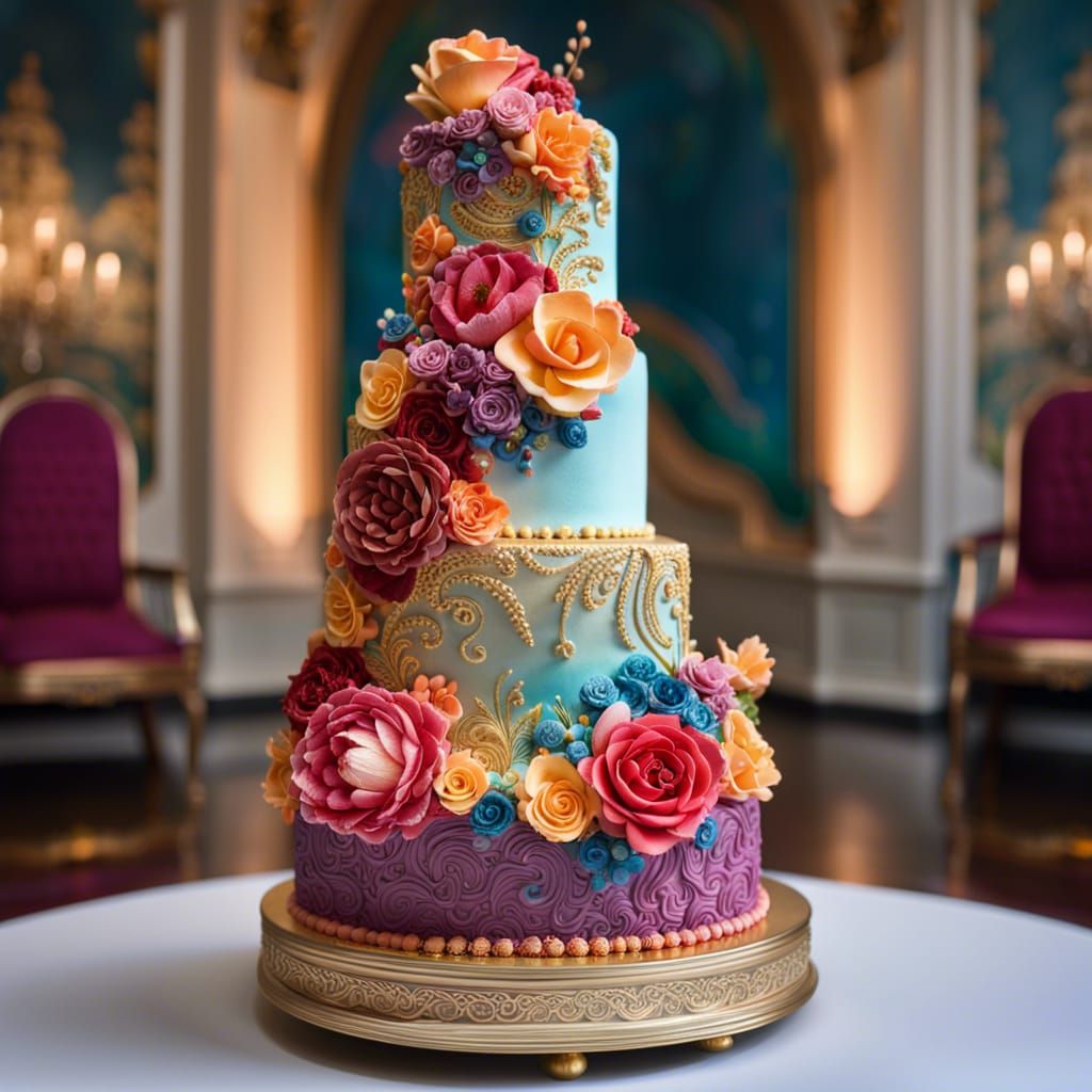 Colourful Wedding cakes.  by @Hinarist26