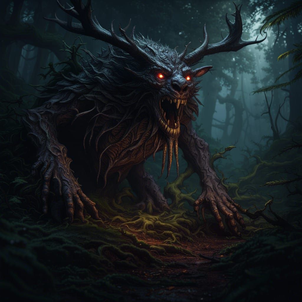 scary creature of the forest - AI Generated Artwork - NightCafe Creator