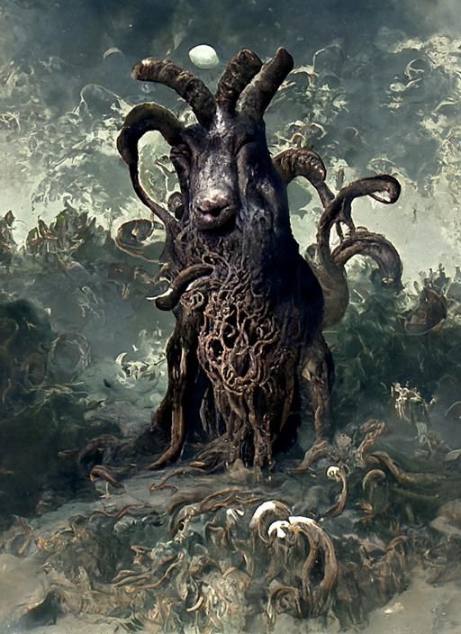 "Shub-Niggurath", by Thomas Kinkade, by Richard Dadd, by Joh...