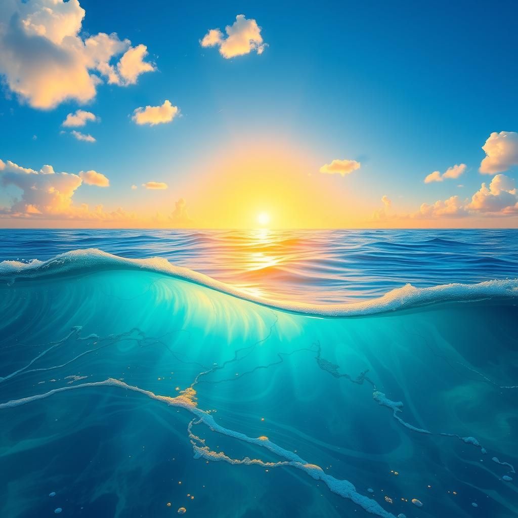 Daytime fantasy sea, sunrise.