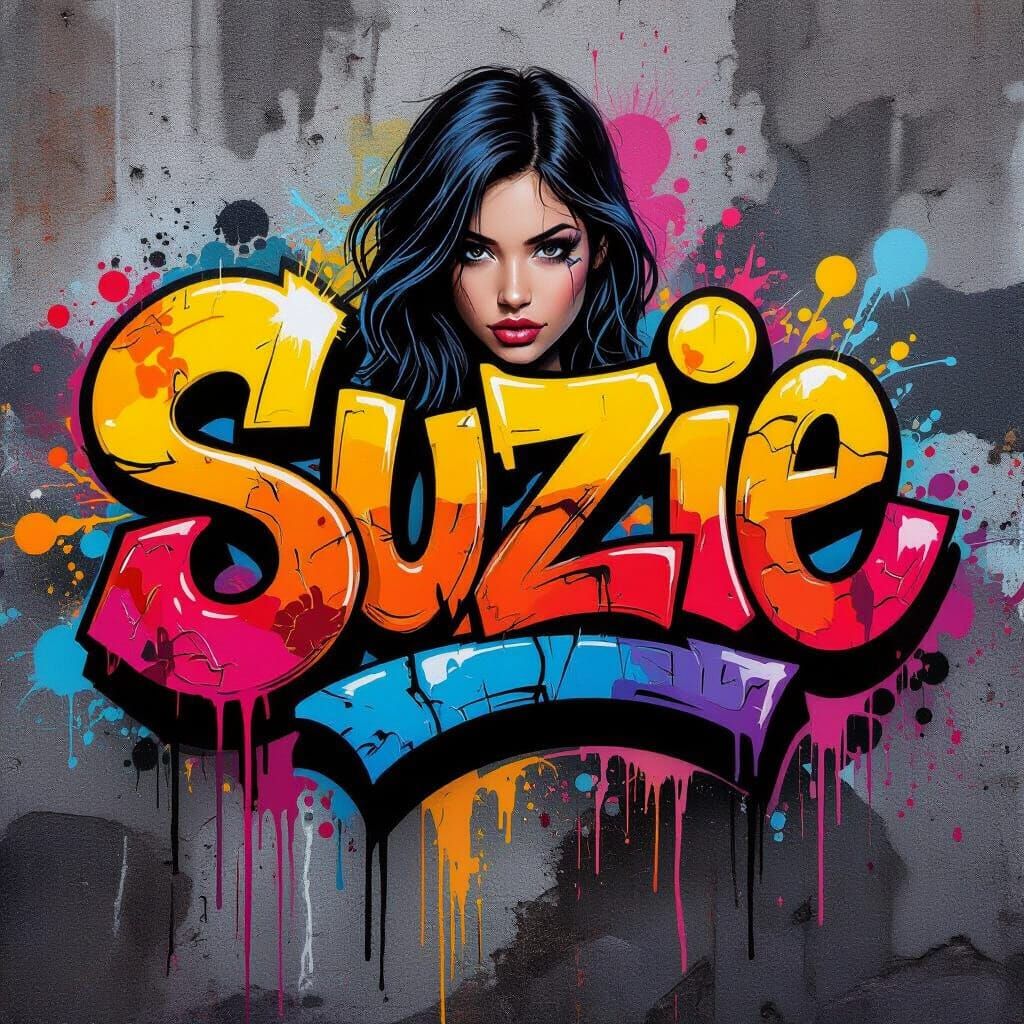 The name Suzie in complex graffiti lettering 