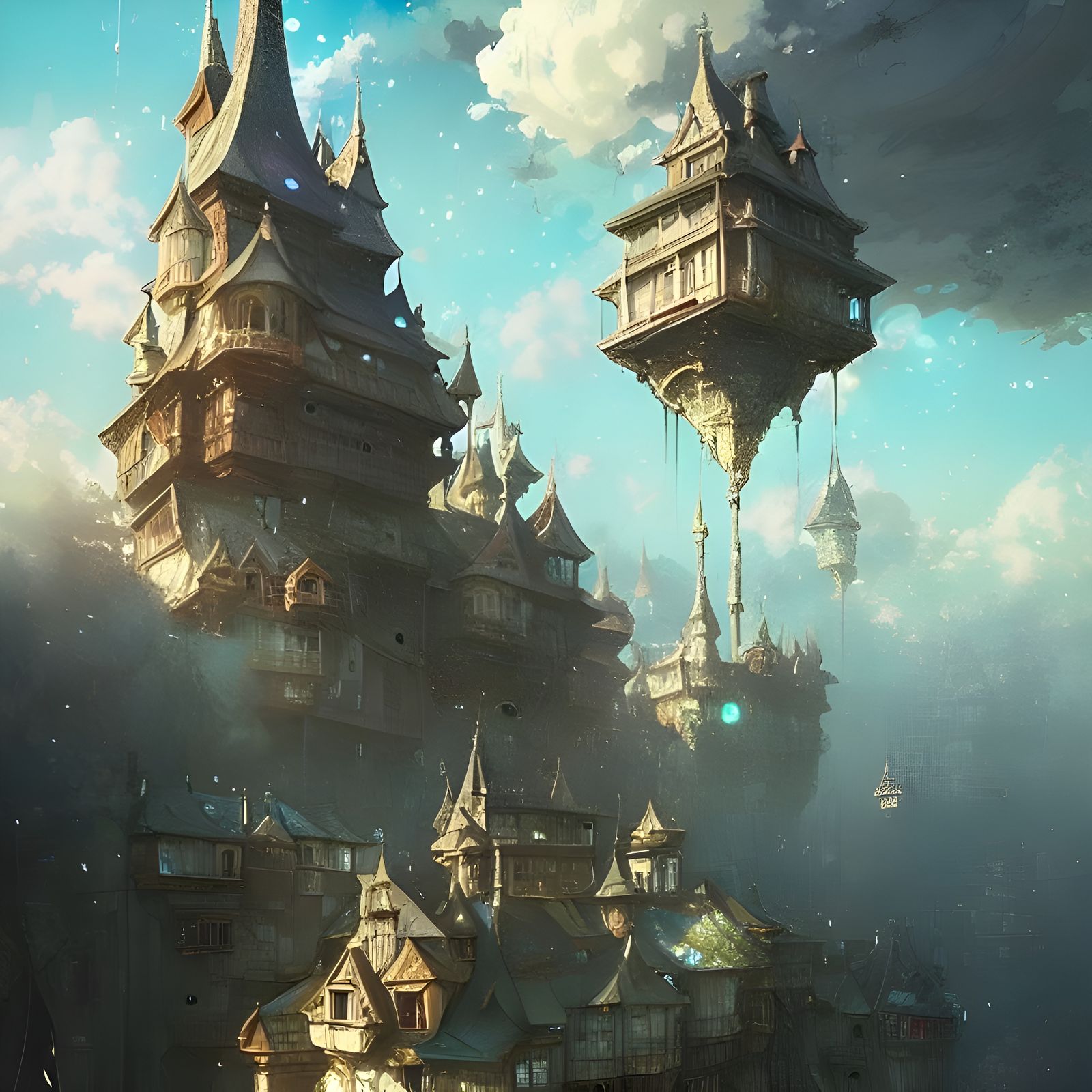 Memorable anime castle floating in the sky