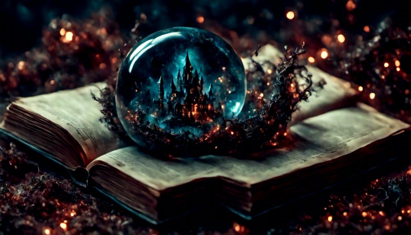 Open Book Inside Glass Globe with Filigree Details