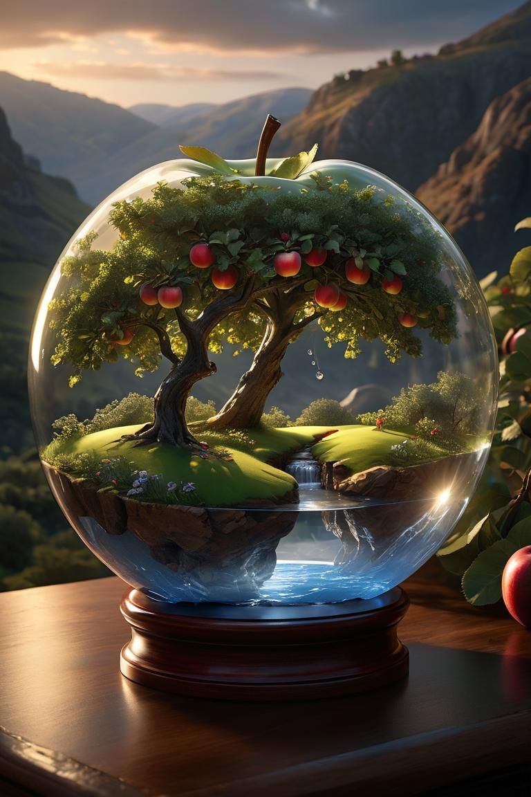 Landscape in an apple