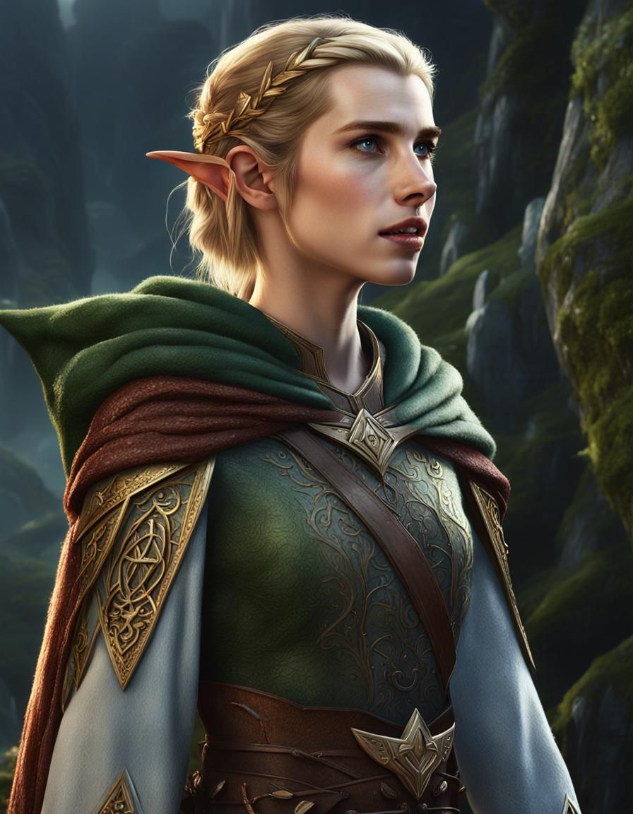 actress Emma Roberts as an elf princess from Middle Earth, athletic,  well-proportioned, cinematic - AI Generated Artwork - NightCafe Creator