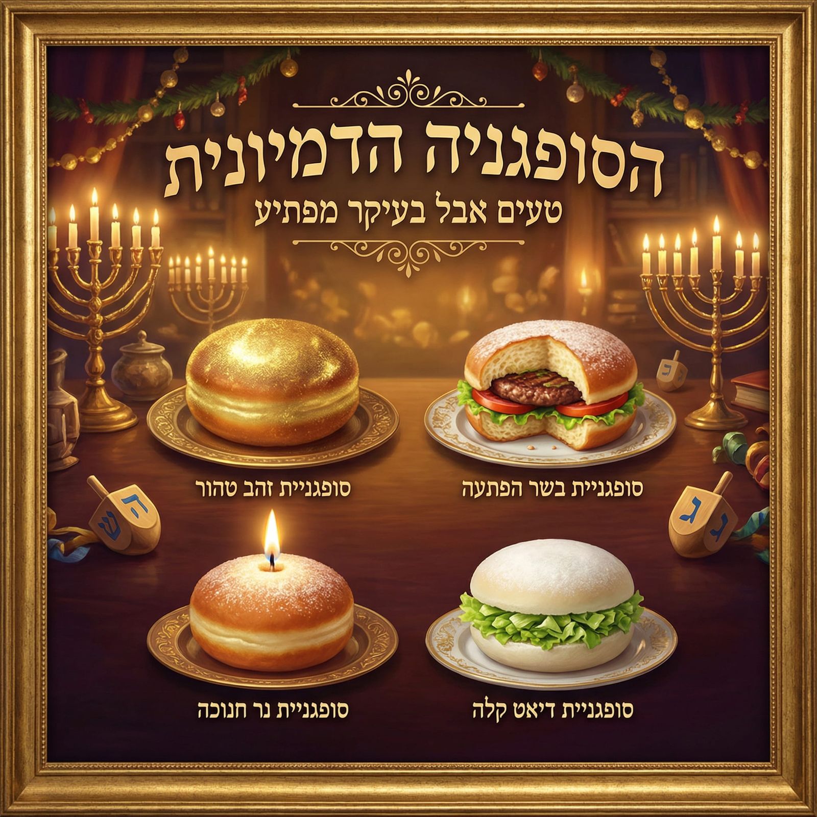Elegant Hanukkah Donut Advertisement